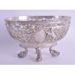 A 19TH CENTURY GERMAN OPEN WORK SILVER PEDESTAL BOWL decorated with cherubs and putti. Silver 13.7 o