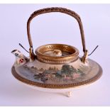 A 19TH CENTURY JAPANESE MEIJI PERIOD SATSUMA TEAPOT AND COVER painted with landscapes. 8.5 cm wide.