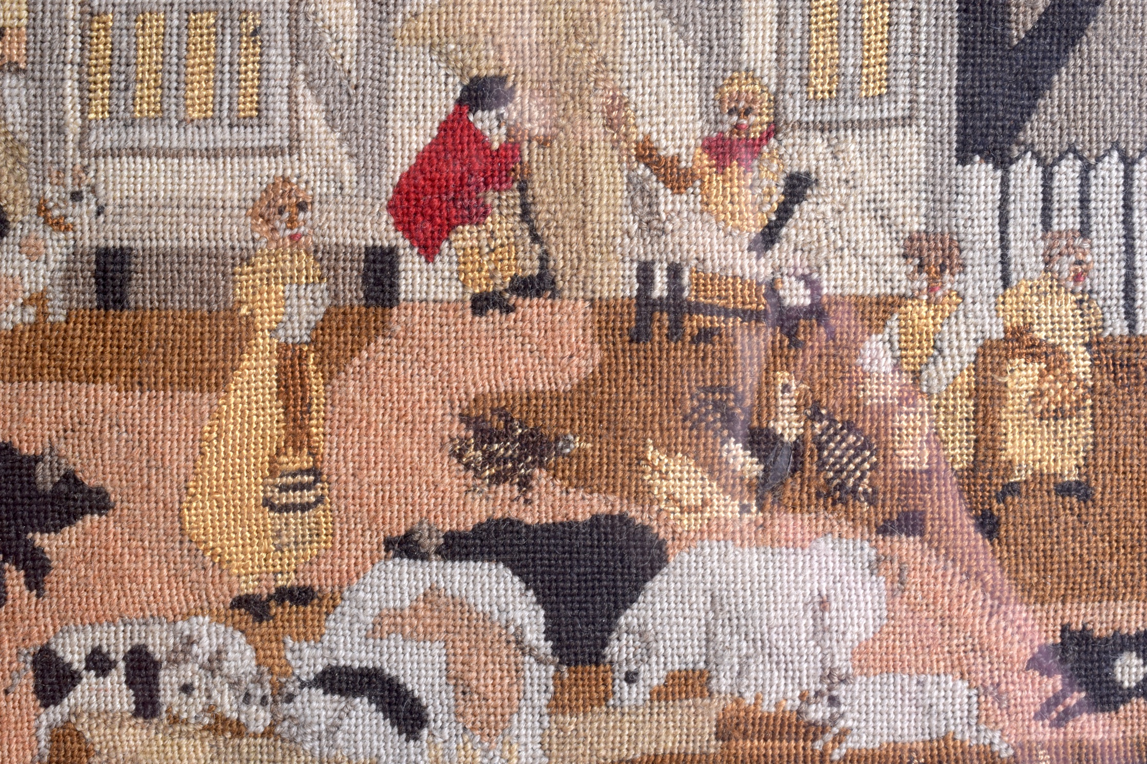 AN UNUSUAL LARGE 19TH CENTURY EMBROIDERED SAMPLER possibly American or Canadian, modelled as figures - Bild 2 aus 3