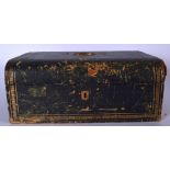 A 19TH CENTURY ENGLISH LEATHER BOUND WOODEN WRITING SLOPE, decorated with gilt tooled Greek key band