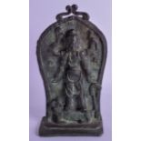 A RARE EARLY INDIAN BRONZE FIGURE OF DURGA possibly West Bengal, modelled killing a buffalo demon. 1