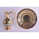 A CONTINENTAL SILVER GILT EWER ON STAND probably Italian. 15.4 oz. 16 cm high. (2)