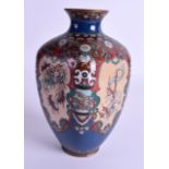 A 19TH CENTURY JAPANESE MEIJI PERIOD CLOISONNE ENAMEL VASE decorated with stylised dragons and flora