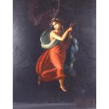 ITALIAN SCHOOL (Early 20th century), framed oil on board, a neo classical female playing an instrume