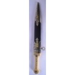 A MID 20TH CENTURY BONE HANDLED DAGGER, engraved with foliage. 42.5 cm long.