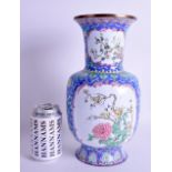 AN EARLY 20TH CENTURY CHINESE CANTON ENAMEL VASE Late Qing, painted with flowers and vines. 31 cm hi