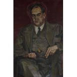 ENGLISH SCHOOL (early 20th century), framed oil on canvas, three quarter length portrait of a male,