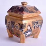 A LATE 19TH CENTURY JAPANESE MEIJI PERIOD SATSUMA BOX AND COVER painted with immortals. 7.5 cm wide.