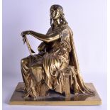 A LARGE 19TH CENTURY FRENCH BRONZE FIGURE OF A CLASSICAL FEMALE by Auguste Moreau (1834-1917). 39 cm