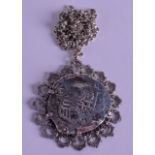 AN UNUSUAL LUCAYAN BEACH GRAND BAHAMA ISLAND PIRATE TREASURE NECKLACE formed with a silver 1628 Phil