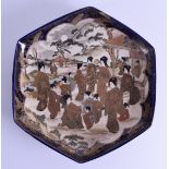AN 19TH CENTURY JAPANESE MEIJI PERIOD SATSUMA DISH painted with geisha within landscapes. 28 cm wide