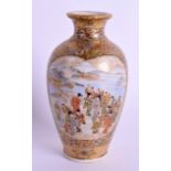A GOOD 19TH CENTURY JAPANESE MEIJI PERIOD SATSUMA VASE painted with figures within landscapes. 8.5 c