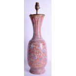 A 19TH CENTURY INDIAN PERSIAN MIDDLE EASTERN TERRACOTTA VASE converted to a lamp. Vase 43 cm high.