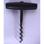 A 19TH CENTURY ROSEWOOD HANDLED CORKSCREW, formed with a steel worm. 12 cm x 9 cm.