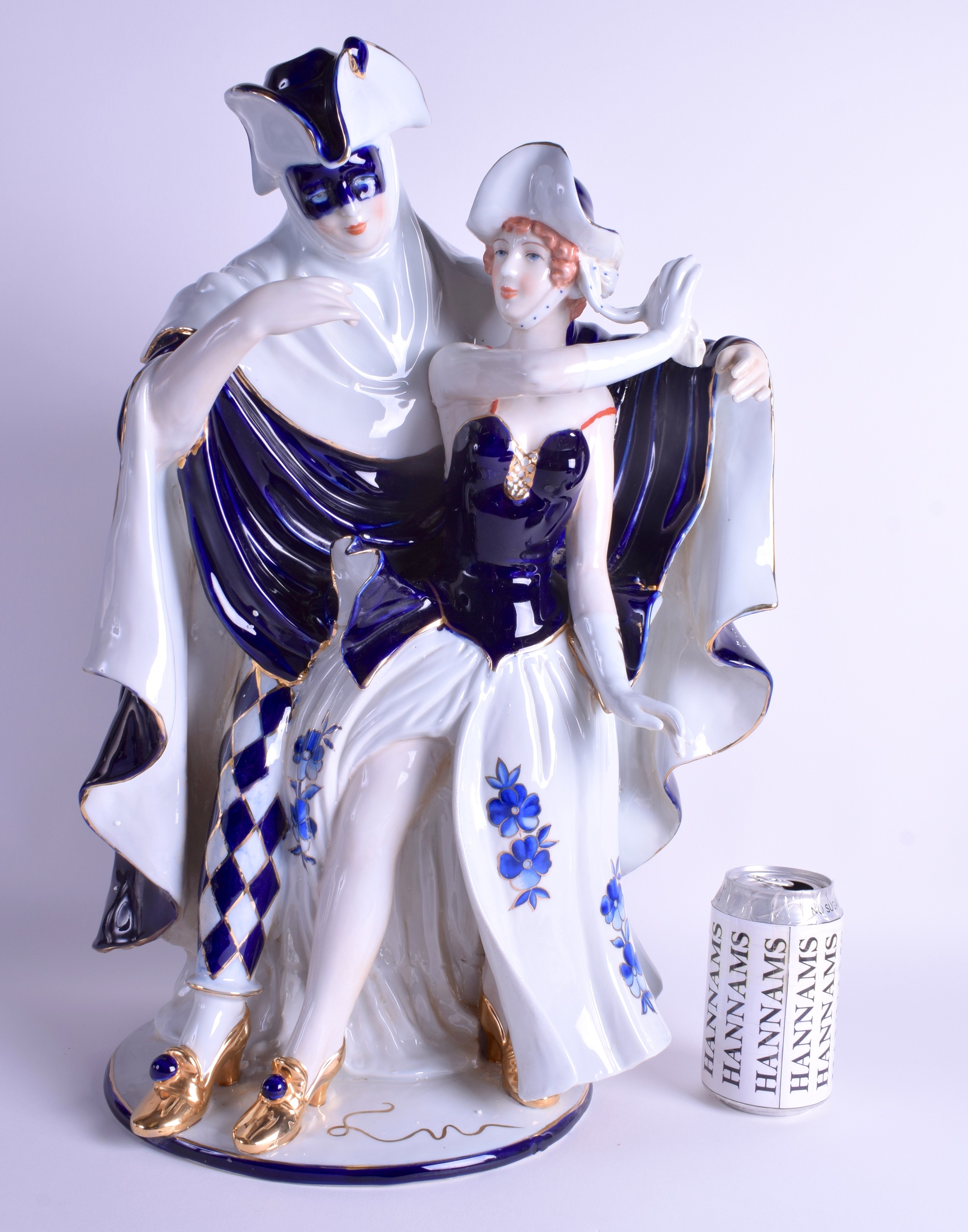 A LARGE CONTINENTAL PORCELAIN GROUP OF TWO LOVERS modelled as a male and female dancing. 48 cm x 28