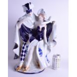 A LARGE CONTINENTAL PORCELAIN GROUP OF TWO LOVERS modelled as a male and female dancing. 48 cm x 28