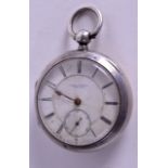 AN ANTIQUE SILVER POCKET WATCH by James Powell of Carlisle. 5 cm wide.