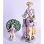 A 19TH CENTURY SAMSONS OF PARIS FIGURE OF A STANDING FEMALE modelled beside a watering can, together