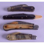 FOUR ANTIQUE POCKET KNIVES. (4)