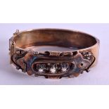 A VICTORIAN GOLD AND PEARL BANGLE. 14.8 grams. 7 cm wide.