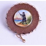 A LOVELY 9CT GOLD ENAMEL FISHING BROOCH. 8.2 grams. 3.25 cm wide.