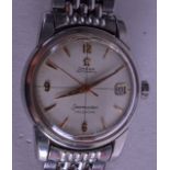 AN OMEGA AUTOMATIC SEAMASTER CALENDAR WRISTWATCH. 3.25 cm wide.