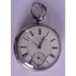 A LARGE SILVER CHAIN DRIVEN POCKET WATCH. 5.25 cm wide.