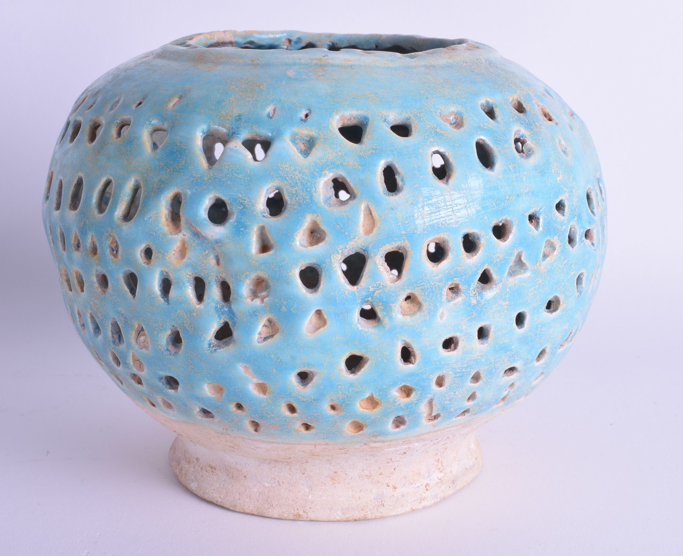 A 19TH CENTURY CENTRAL ASIAN KASHAN TURQUOISE POTTERY BOWL. 16 cm x 14 cm. - Image 2 of 4