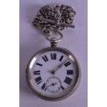 A SILVER CHAIN DRIVEN POCKET WATCH. 4.75 cm wide.
