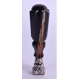 AN EARLY 19TH CENTURY CARVED BANDED AGATE SEAL. 9 cm high.