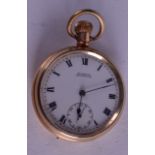 A GOLD PLATED H SAMUEL MANCHESTER POCKET WATCH. 4.75 cm wide.