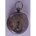 A SILVER AND GOLD POCKET WATCH. 5.5 cm wide.