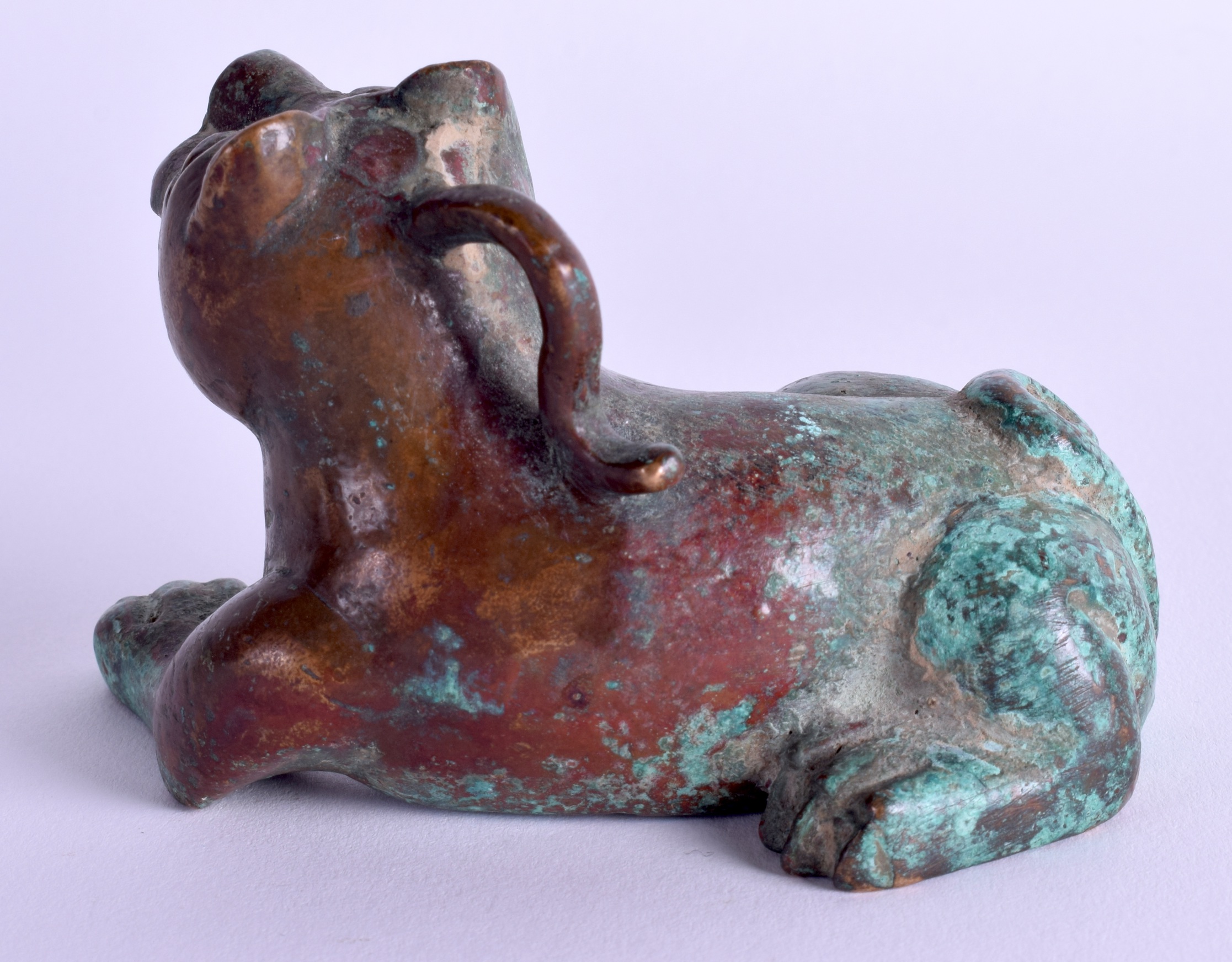 A CHINESE BRONZE SCROLL WEIGHT modelled as a beast. 9 cm wide. - Image 2 of 3