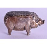 AN EDWARDIAN SILVER PIG PIN CUSHION. Birmingham 1905. 4.5 cm wide.