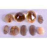 A GROUP OF GEM STONES including agate. (9)