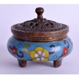 A CHINESE CLOISONNE ENAMEL CENSER AND COVER. 10 cm wide.