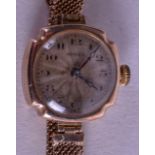 A 9CT GOLD ROLEX WRISTWATCH with matching gold strap. 16 grams overall. 2 cm wide.