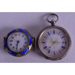 TWO SILVER FOB WATCHES. (2)