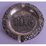 A LATE 19TH CENTURY CONTINENTAL SILVER ASHTRAY. 6.4 oz. 16 cm wide.