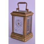 A RARE 19TH CENTURY MINIATURE FRENCH MULTI DIAL CARRIAGE CLOCK. 8.25 cm high inc handle.