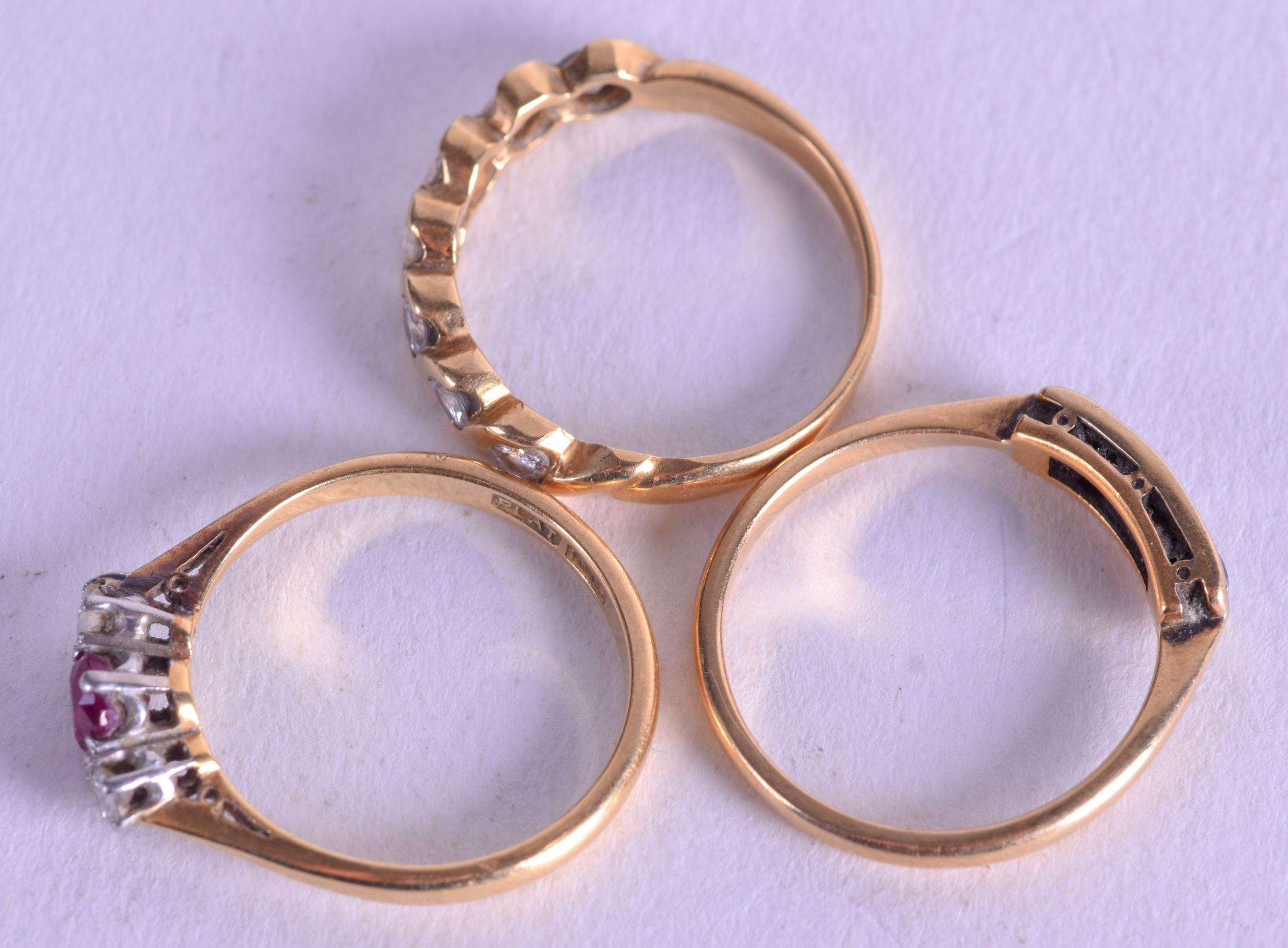 THREE GOLD RINGS one 18ct. 7 grams. (3) - Image 2 of 5