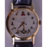 A VERY RARE 14CT GOLD JAEGER LE COULTRE POWER RESERVE WRISTWATCH. 3.25 cm wide.