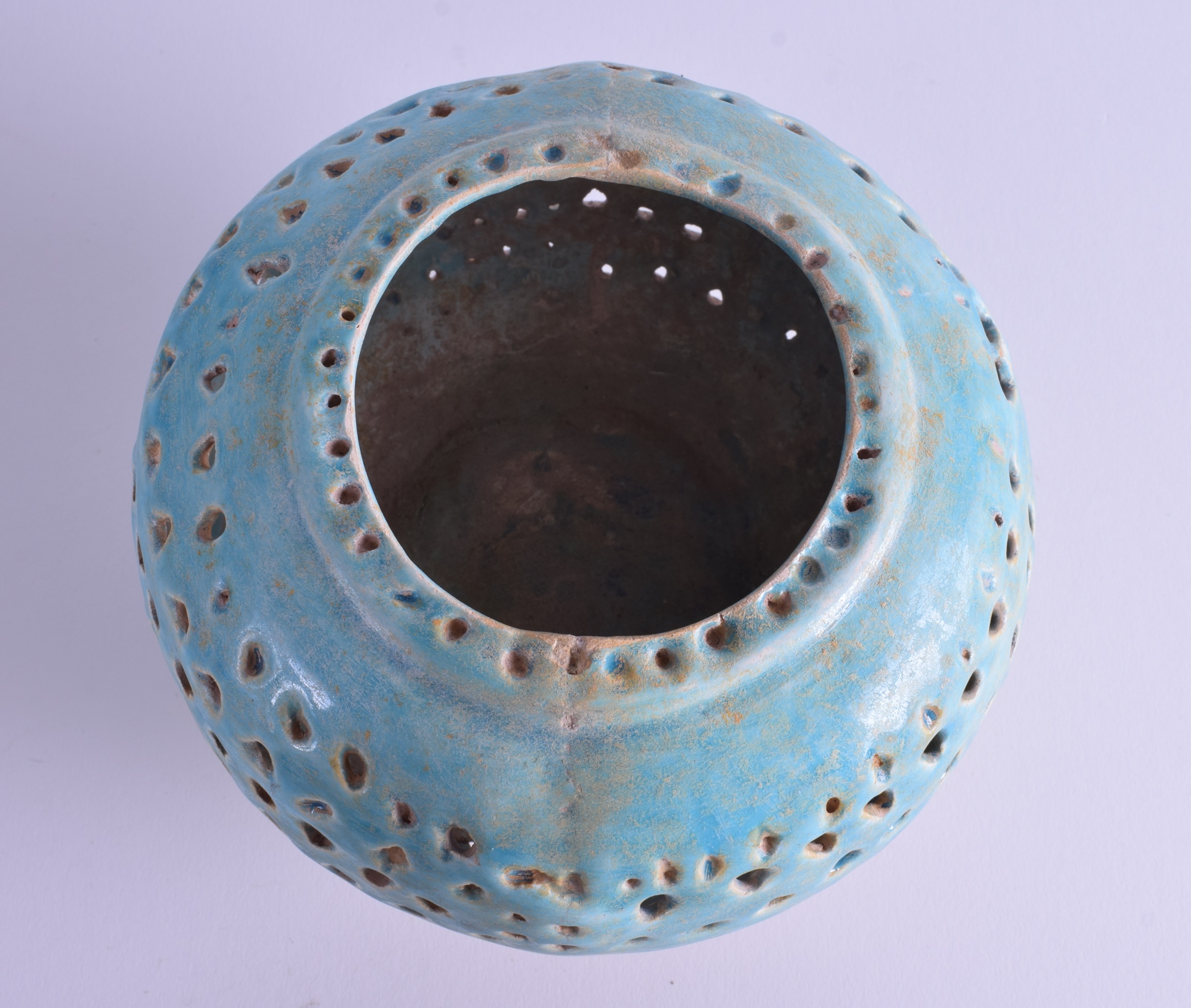 A 19TH CENTURY CENTRAL ASIAN KASHAN TURQUOISE POTTERY BOWL. 16 cm x 14 cm. - Image 4 of 4