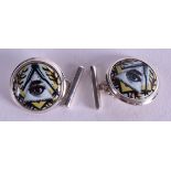 A PAIR OF SILVER MASONIC CUFFLINKS.