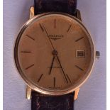 A GOLD PLATED LONGINES WRISTWATCH. 3.25 cm diameter.