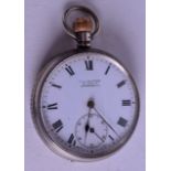 A G A JACKSON SILVER POCKET WATCH. 5 cm wide.