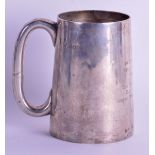 A VICTORIAN HMS QUEEN ELIZABETH SILVER TANKARD. 9.7 oz. 11 cm high.