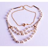 A GOLD AND PEARL NECKLACE. 44 cm long.