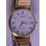 A 9CT GOLD ACCURIST WRISTWATCH. 3 cm wide.