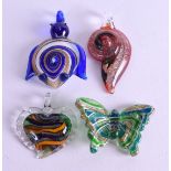 FOUR VINTAGE MURANO GLASS PENDANTS. (4)